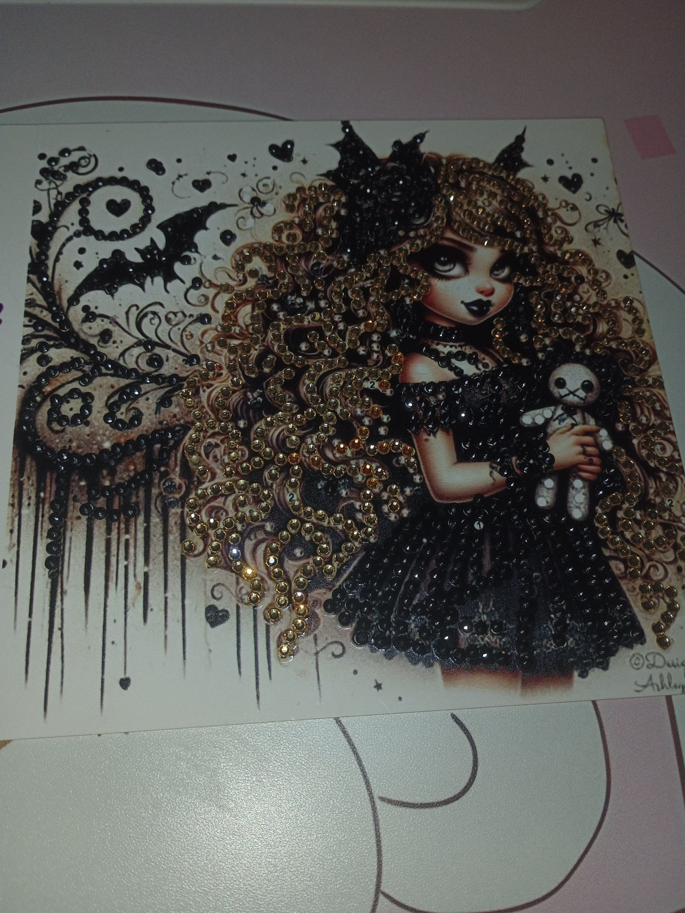 Gothic Girl Diamond Painting Greeting Card Handmade